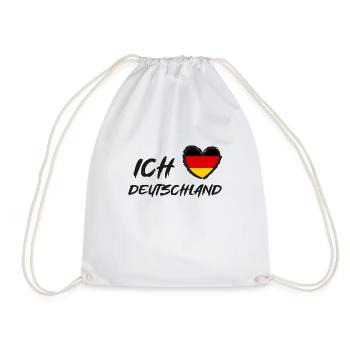 Ich liebe Deutschland Herz Flagge - Turnbeutel - Weiß - Vorne