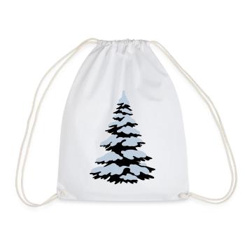 Tree and snow, snowy tree, Christmas tree - Drawstring Bag - white - Front