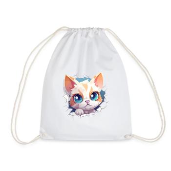 Flauschige Neugier: Babykatzen-Entdecker T-Shirt - Turnbeutel - Weiß - Vorne