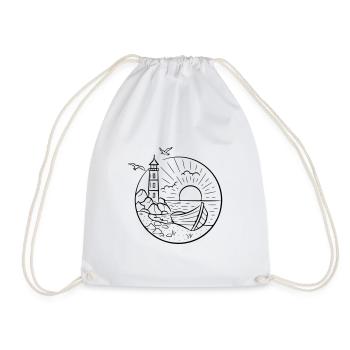 Boat and lighthouse - Drawstring Bag - white - Front