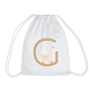 G - GOOSE - ABC, Alphabet, Letter, Animal, Name - Drawstring Bag - white - Front