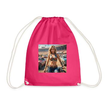 Rennsport Rebellin Denim Outfit - Turnbeutel - Fuchsia - Vorne