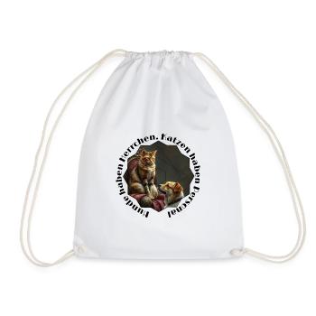 Cats Dog Friendship in Geometry Frame - Drawstring Bag - white - Front