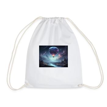balloon flying through the clouds - Drawstring Bag - white - Front