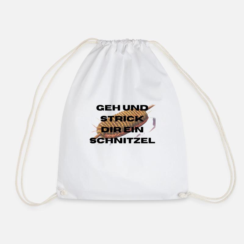 Geh und Strick dir ein Schnitzel - Turnbeutel - Weiß