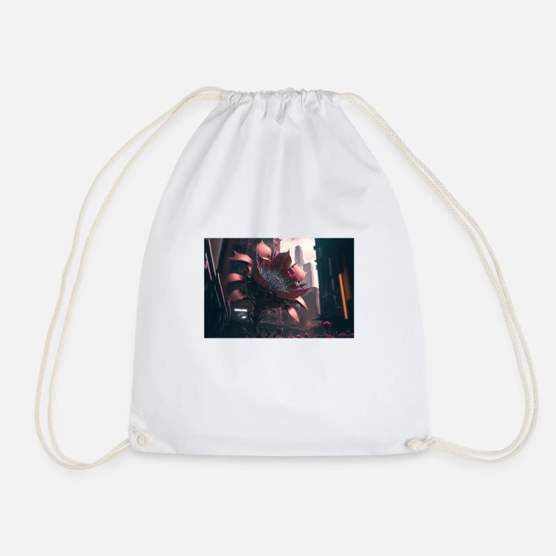 DuckyStudio futuristic apolipstic post flower - Drawstring Bag - white