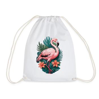 Flamingo - Drawstring Bag - white - Front