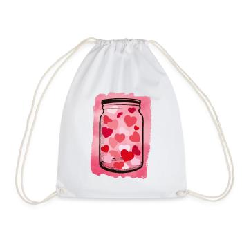 Hearts in a jar - Drawstring Bag - white - Front