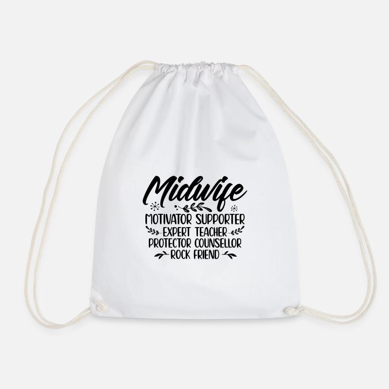 Gifts for midwives - Drawstring Bag - white