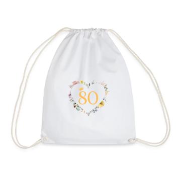 Numéro 80, fleurs coeur, personnalisable - Sac de sport léger - blanc - Devant