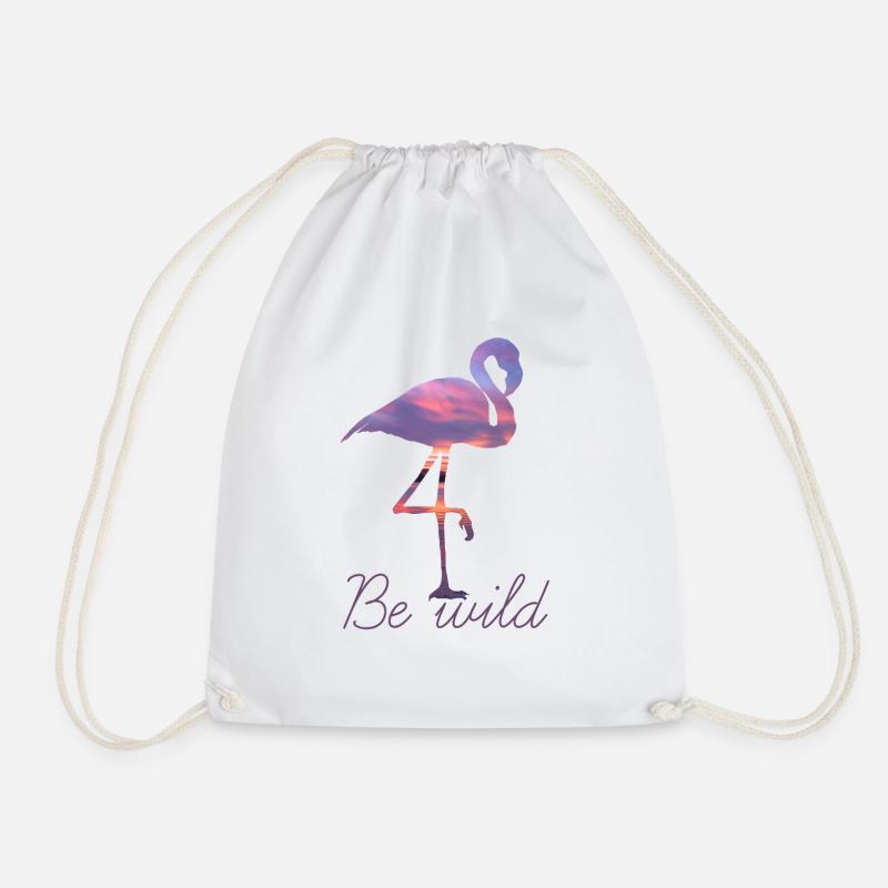 FLAMINGO BE WILD SUMMER SUNSET GIFT - Drawstring Bag - white