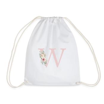 W| Monogramme | Eucalyptus Pastel Fleur Bleu - Sac de sport léger - blanc - Devant