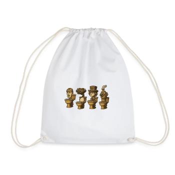 Steampunk Toilet Characters PNG Art - Drawstring Bag - white - Front