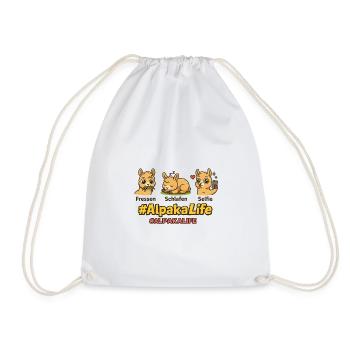 Alpaca Life: Eat, Sleep, Selfie - Drawstring Bag - white - Front