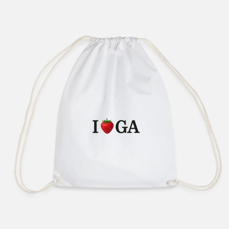 Strawberry Heart I Love IGA - Drawstring Bag - white