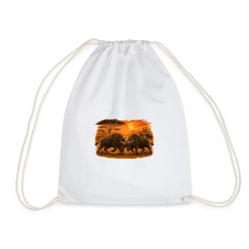 Battle of the Buffaloes – Wild Power. - Drawstring Bag - white - Front
