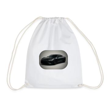 Elegant black sports car - Drawstring Bag - white - Front