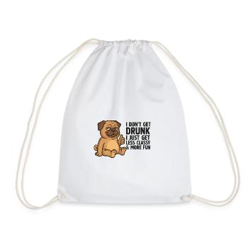 Less Classy More Fun Pup - Drawstring Bag - white - Front