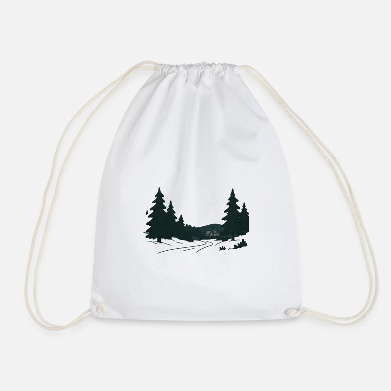 Night Forest Path into Christmas - Drawstring Bag - white