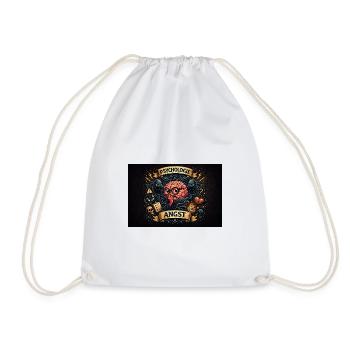 Anxiety Psychology Cartoon Brain - Drawstring Bag - white - Front