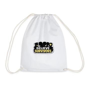 Believe Survivors Feminist Awareness Sticker - Drawstring Bag - white - Front