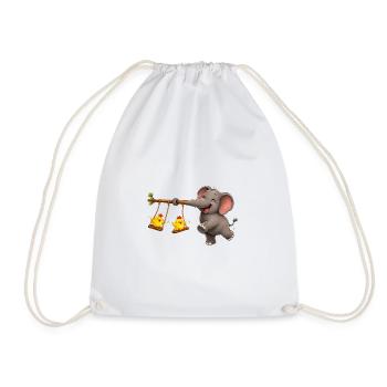 Elephant & Chick Swing Adventure - Drawstring Bag - white - Front