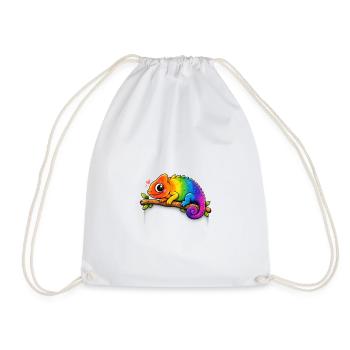Caméléon arc-en-ciel sur une branche - Sac de sport léger - blanc - Devant