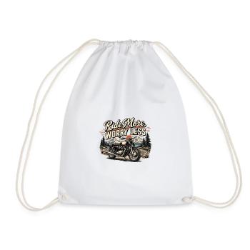 Ride More, Worry Less Motorcycle - Drawstring Bag - white - Front