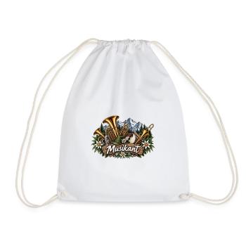Alpenmusikant mit Brass & Blumenkranz - Turnbeutel - Weiß - Vorne