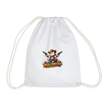 Wild Westie Cowboy Design (Original Design)  - Drawstring Bag - white - Front