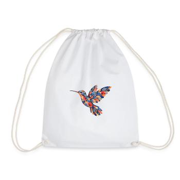 Hummingbird with flower pattern - Drawstring Bag - white - Front
