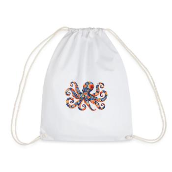 Patchwork Octopus Color Magic - Drawstring Bag - white - Front