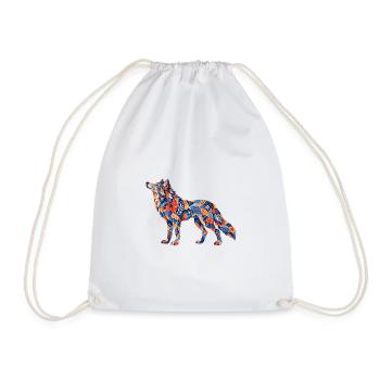 Patchwork Wolf Colors Game - Drawstring Bag - white - Front