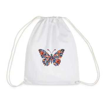 Patchwork Butterfly Pattern - Drawstring Bag - white - Front