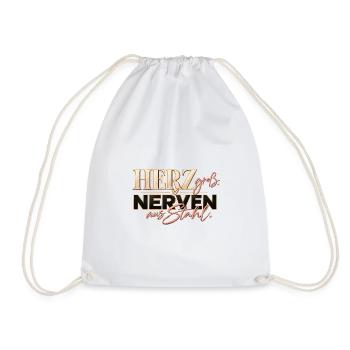 Lehrerin mit Herz & Nerven aus Stahl Geschenk - Turnbeutel - Weiß - Vorne