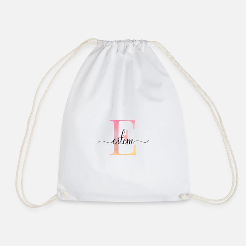 E| Monogramme | Nom | EslemAquarelle - Sac de sport léger - blanc