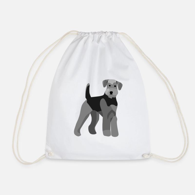 Airedale Terrier vorne - Turnbeutel - Weiß