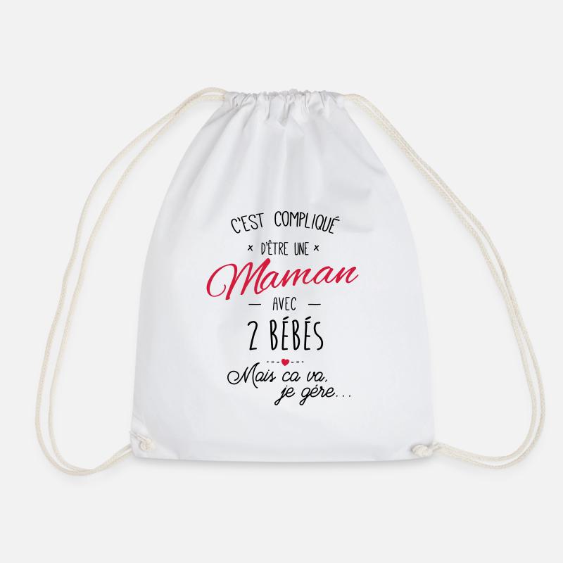 maman avec 2 bébés - Sac de sport léger - blanc