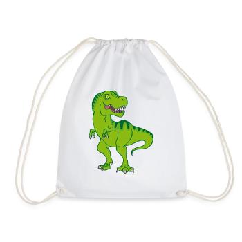 T-Rex / Green Comic Dinosaur - Drawstring Bag - white - Front