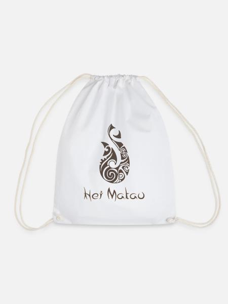 Maori Hei Matau Angelhaken Tattoo Geschenk Idee - Turnbeutel - Weiß