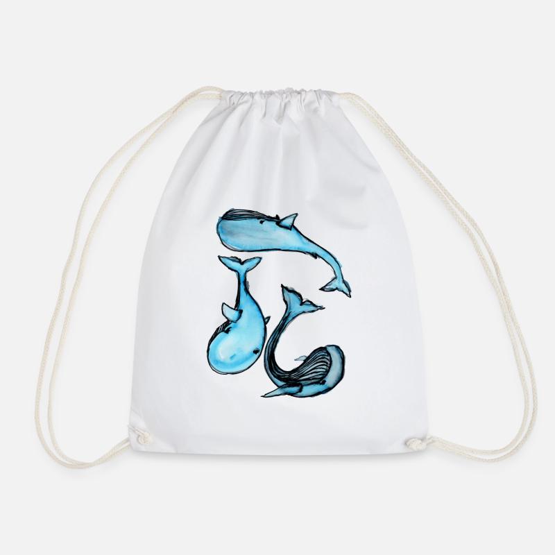 whale - Drawstring Bag - white