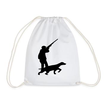 hunter dog - Drawstring Bag - white - Front