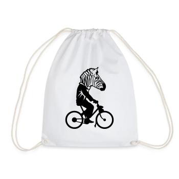 Zebra head bike profile male 0 - Drawstring Bag - white - Front