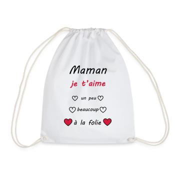 bonne fête maman je t'aime - Drawstring Bag - white - Front