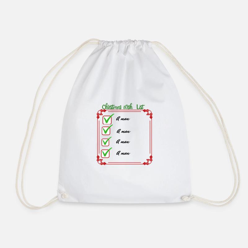 christmas wish list -a man - Drawstring Bag - white