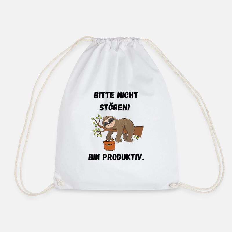 Faultier - Bitte nicht stören, bin produktiv - Turnbeutel - Weiß