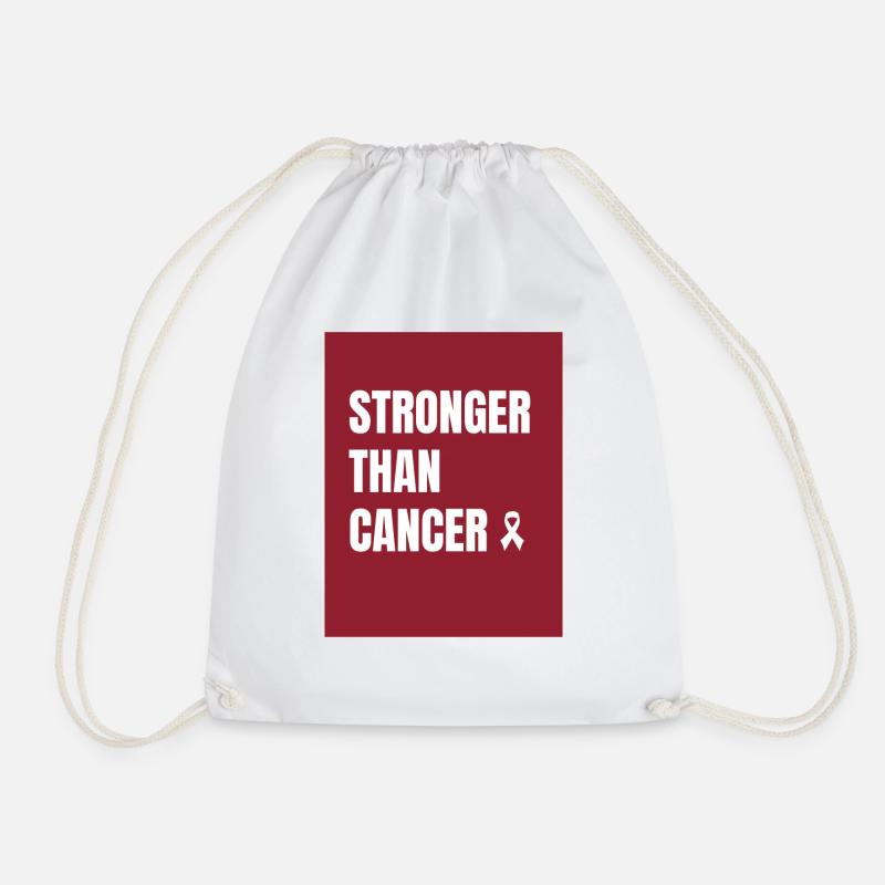 stronger than cancer - Drawstring Bag - white
