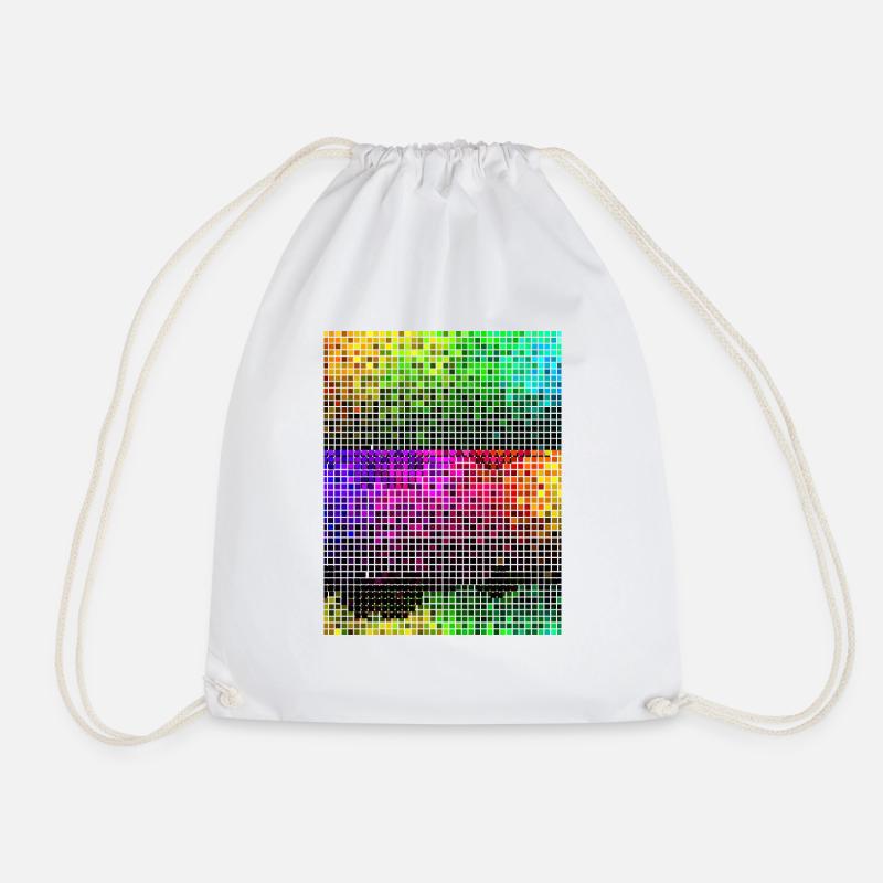 Colorful mosaic disco ball design - Drawstring Bag - white