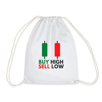 BUY HIGH SELL LOW STOCK MEMES - Drawstring Bag - white - Front
