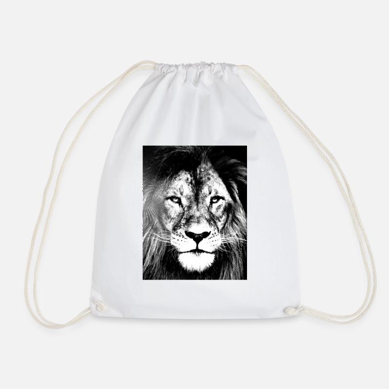 Lion black and white design - Drawstring Bag - white